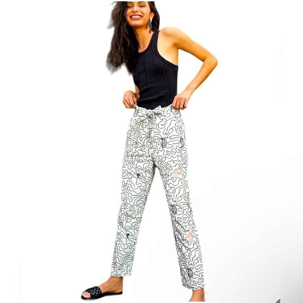 Anthropologie Seen Worn Kept‎ Whimsy Embroidered Pants S